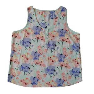 Adam Levine Colorful Pastel Flowers Sleeveless Dopamine Blouse Tank Top Large